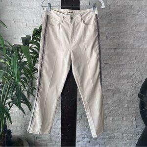 L’AGENCE Vintage White Metallic Stripe “Nadia” High Rise Cropped Straight Sz 27